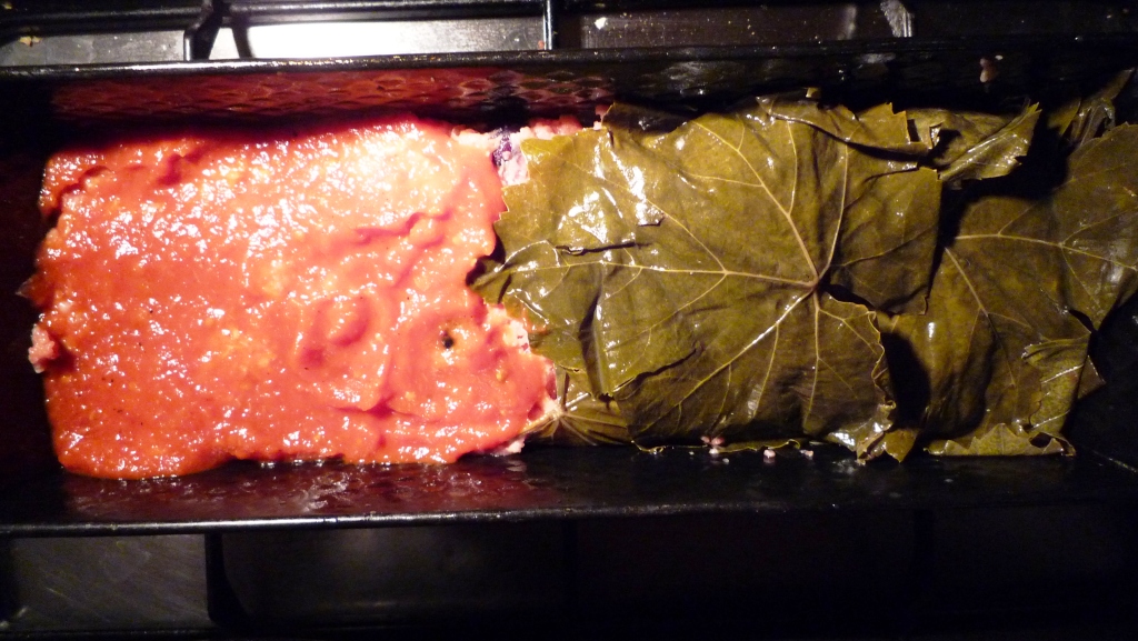 Vineleaf Wrapped Meat Loaf with homemade Ketchup