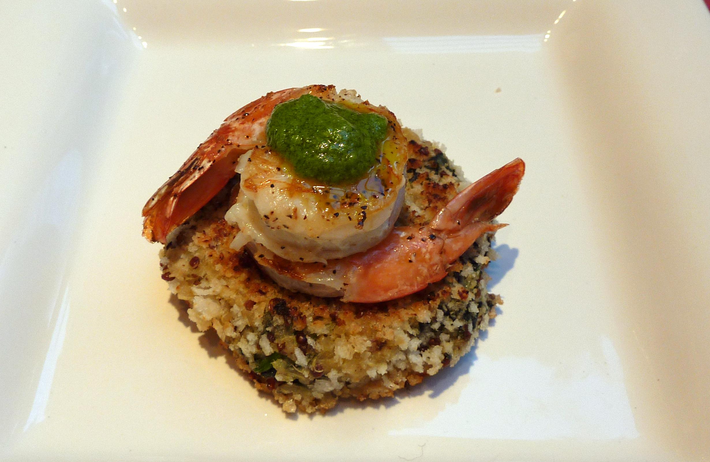 Spinach Potato Quinoa Croquettes with a Spinach-Sorrel Pesto