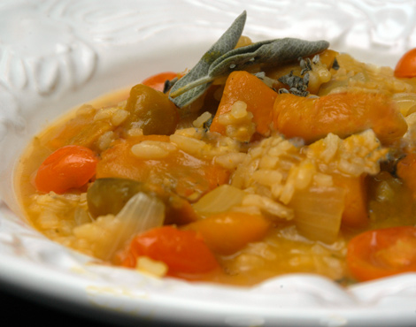 Pumpkin Risotto with Sage and Cherry Tomatoes