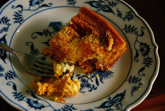 Rustic Polenta Cake with Ricotta and Prune Filling