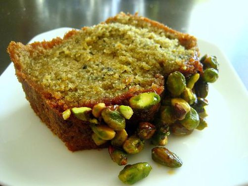 Blood Orange Olive Oil Cake with Candied Pistachios