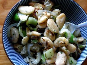 Sauteed butter beans with celery and onions