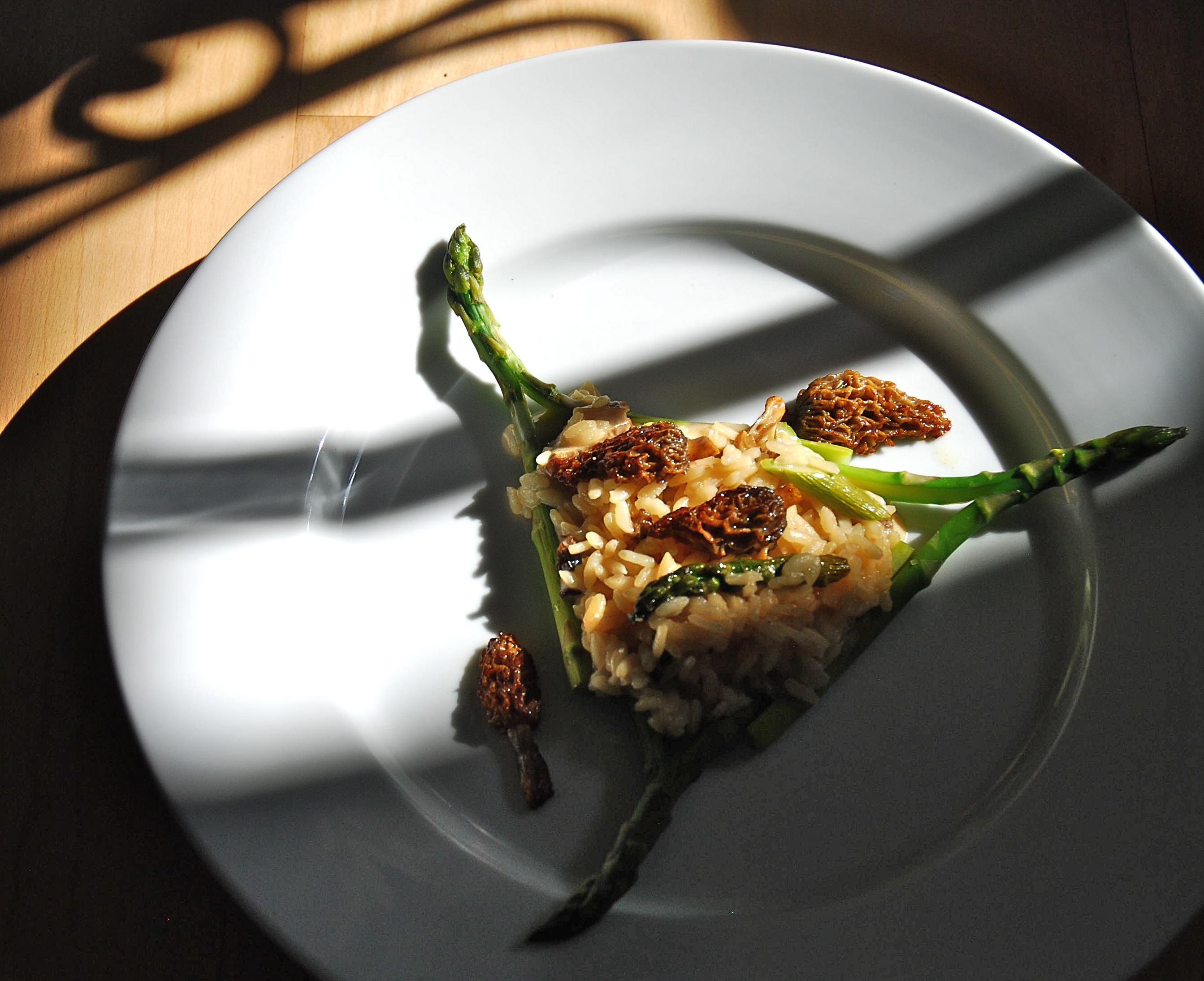 Baked Risotto with Morels and Asparagus