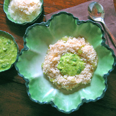 White Risotto with Fava Bean Puree