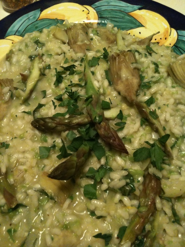 Early Spring Risotto with Fava Beans, Asparagus and Artichokes