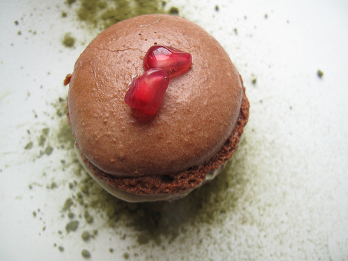 Chocolate Macarons with Matcha Cream