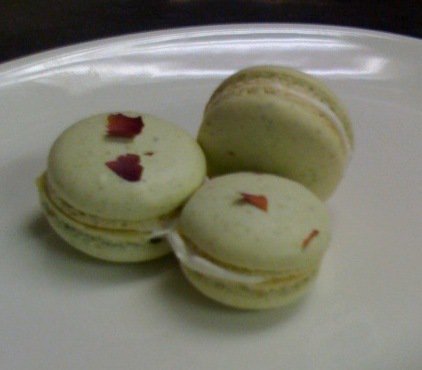 Pistachio Rose Macarons