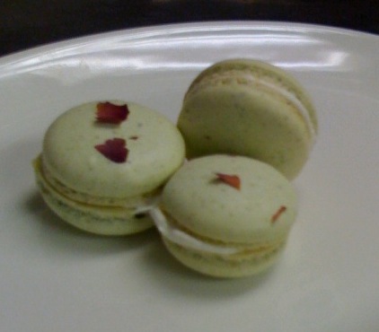 Pistachio Rose Macarons