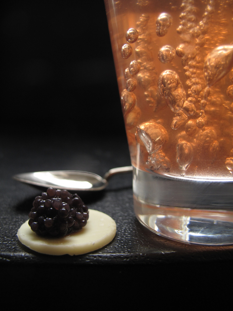 Wine Jelly, White Chocolate and Caviar Verrine