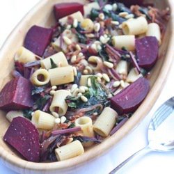 Pasta with Roasted Beets and Beet Greens