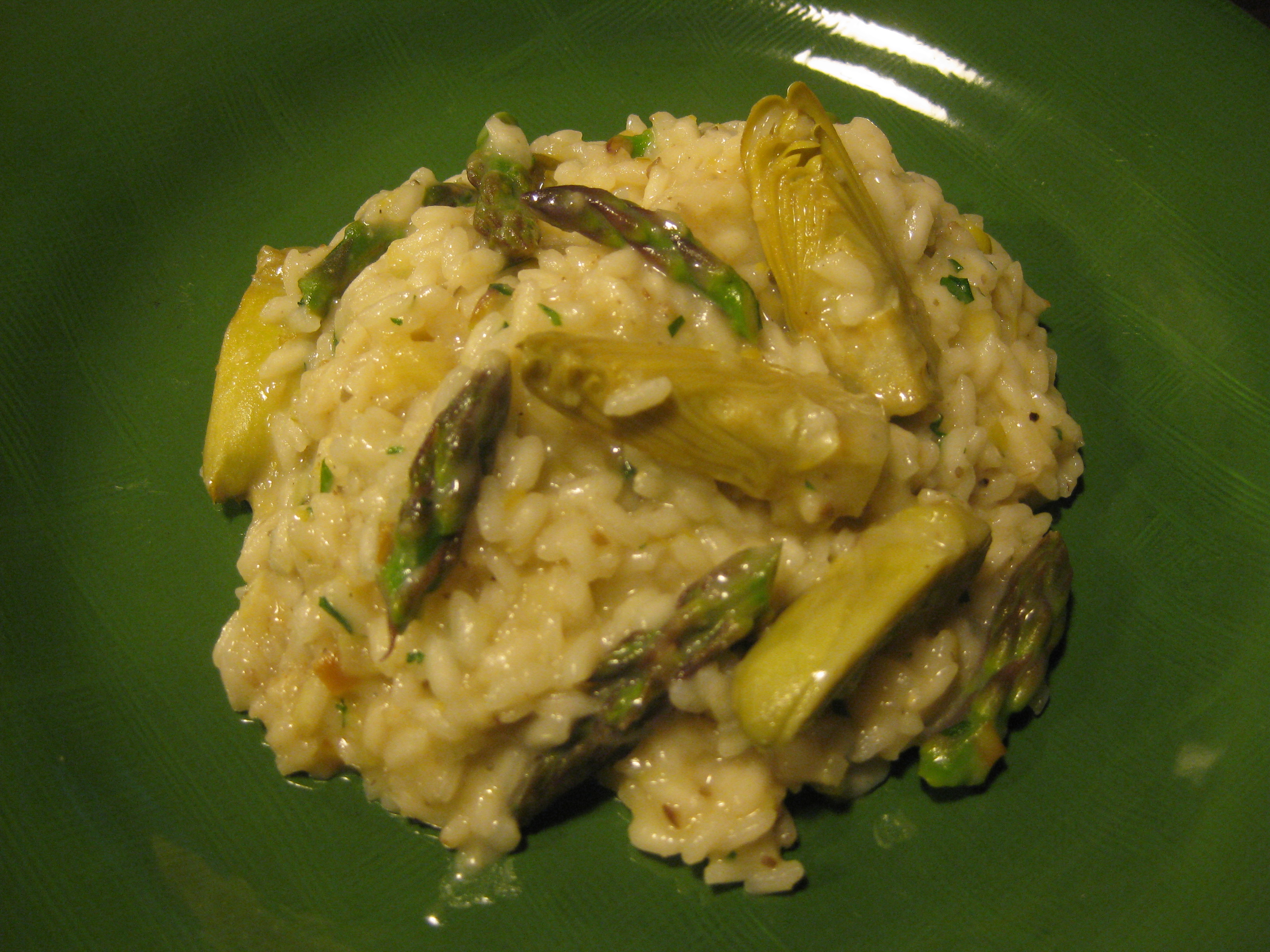 Early Spring Risotto with Fava Beans, Asparagus and Artichokes