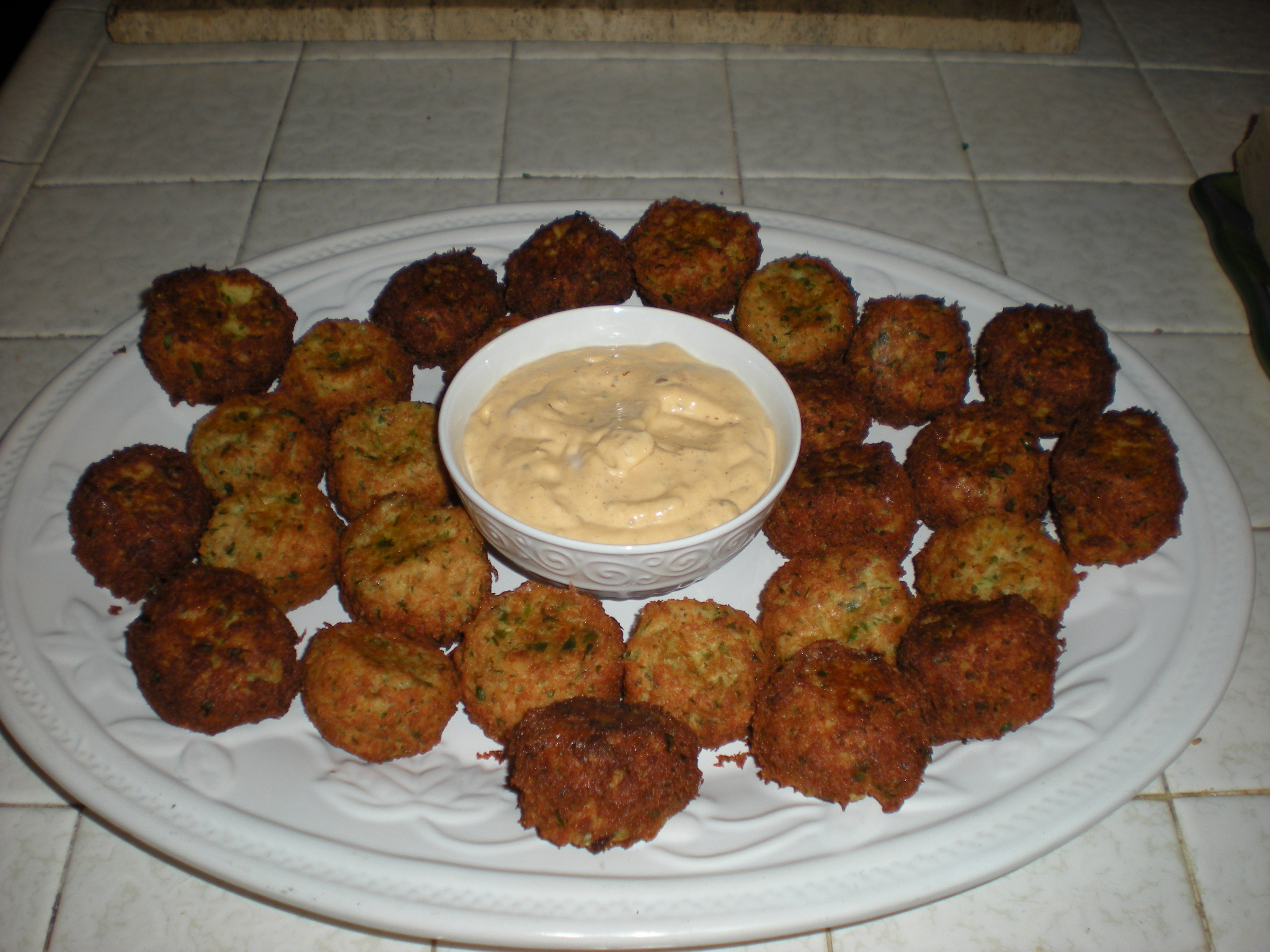 Potato Parsley Cheese Puffs with Chipotle Mayo