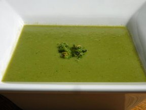 Romaine, Pea and Mint Soup with Sorrel Mint Pesto (Take 2)