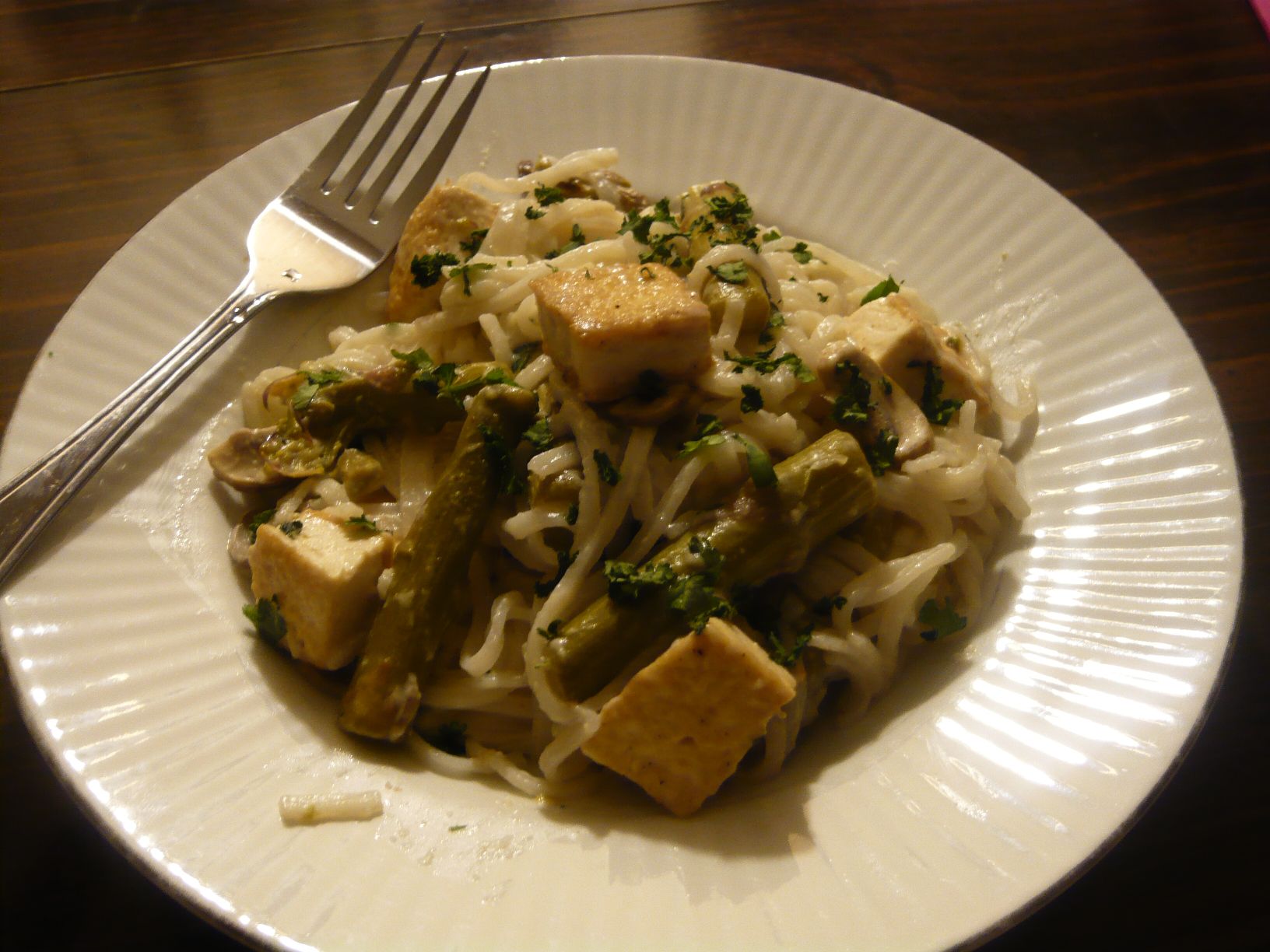 Coconut Key Lime Tofu with Asparagus and Mushroom Delight
