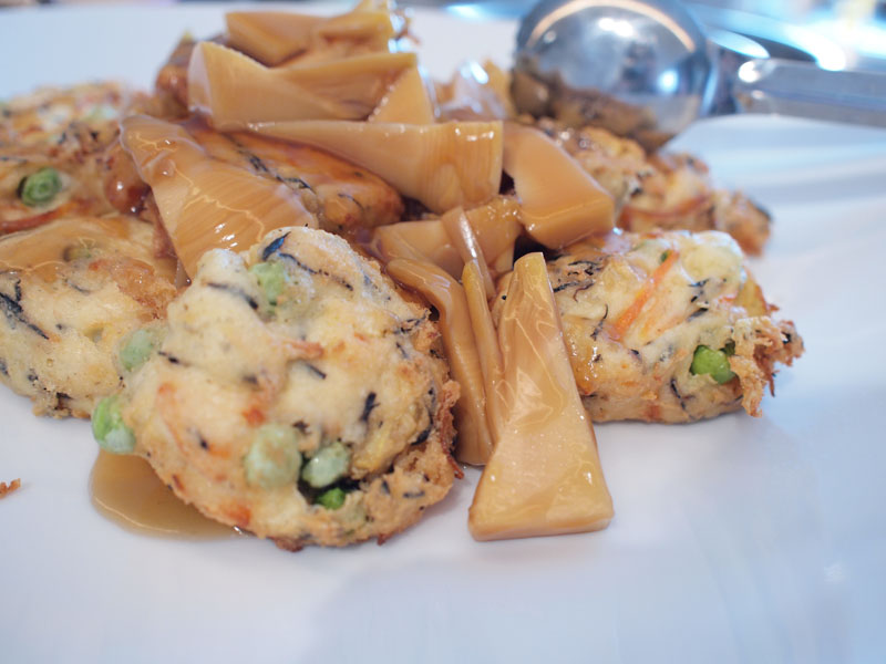 Tofu dumpling (Hi ryo zu) with Bamboo root