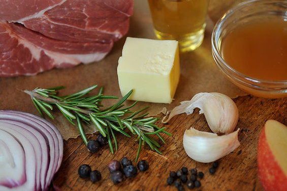 Pork Brined in Rum and Cider with Apples