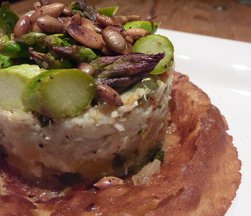 Asparagus, Crab and Pepper Timbale with Toasted Spiced Pepitas