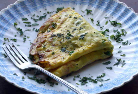 Petite Pea Omelet with Mint and Mascarpone