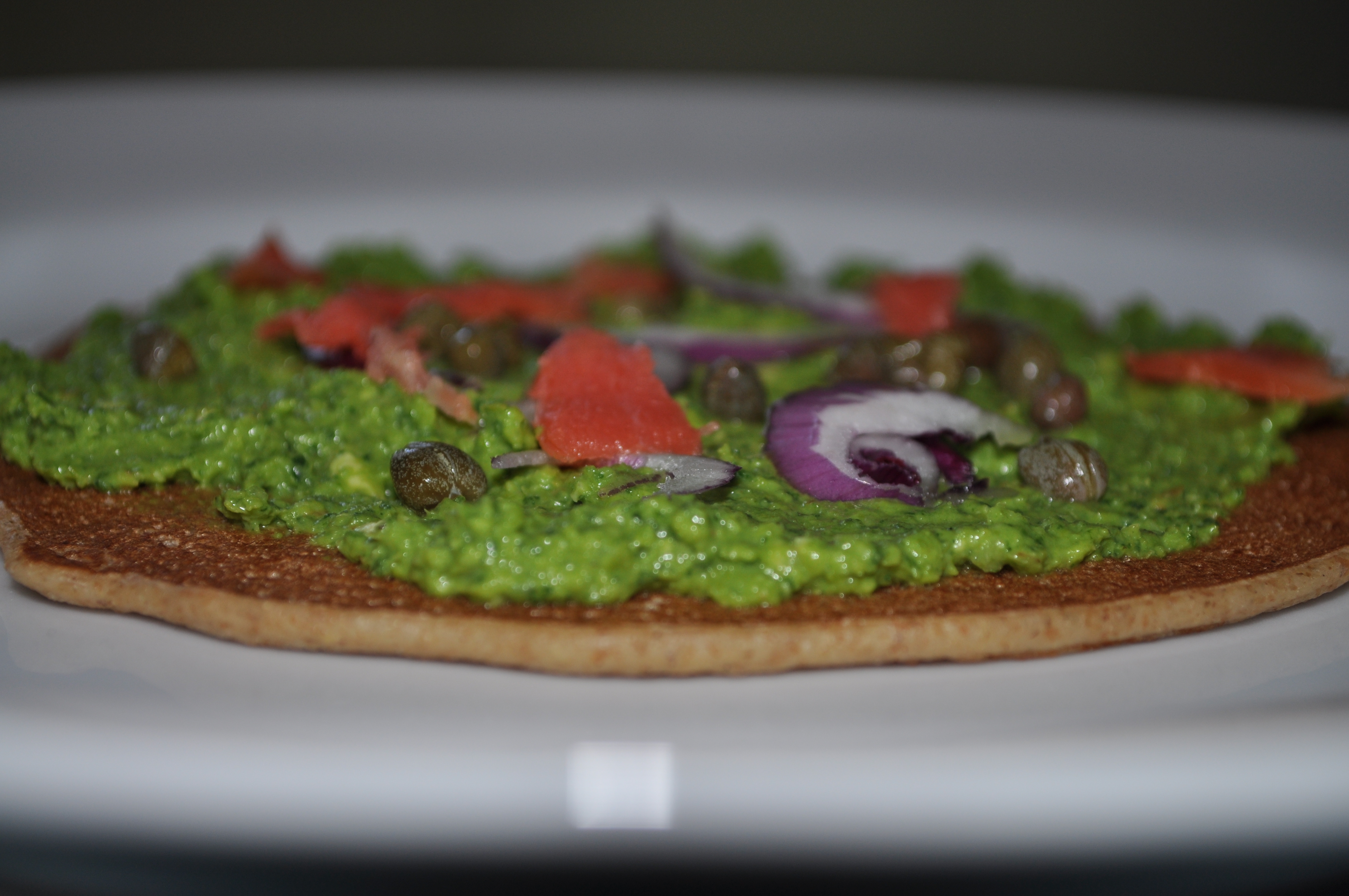 Petit Pea Whip on Rye Pancakes