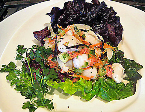 Day Boat Scallops "Poisson Cru" Style with Pickled Ginger and Toasted Nori