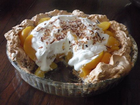 Four Generation Peach Pie with Coconut Meringue Crust