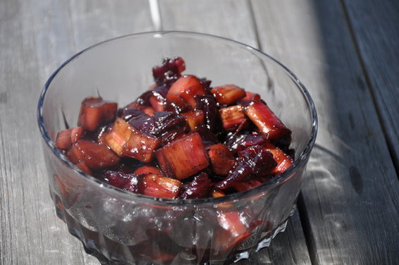 Rhubarb and Onion Confit with Strawberry Balsamic Vinegar