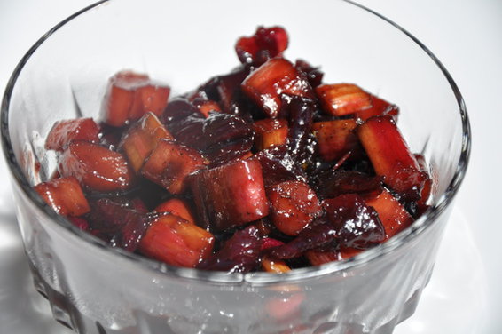 Rhubarb and Onion Confit with Strawberry Balsamic Vinegar