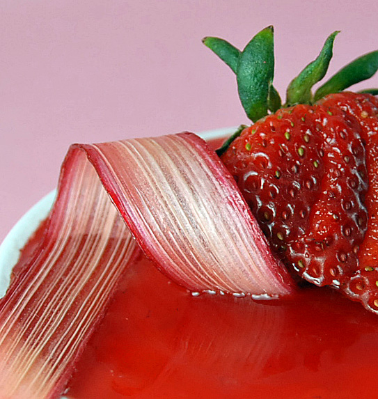 Frozen Rhubarb Mousse with Strawberry Sauce