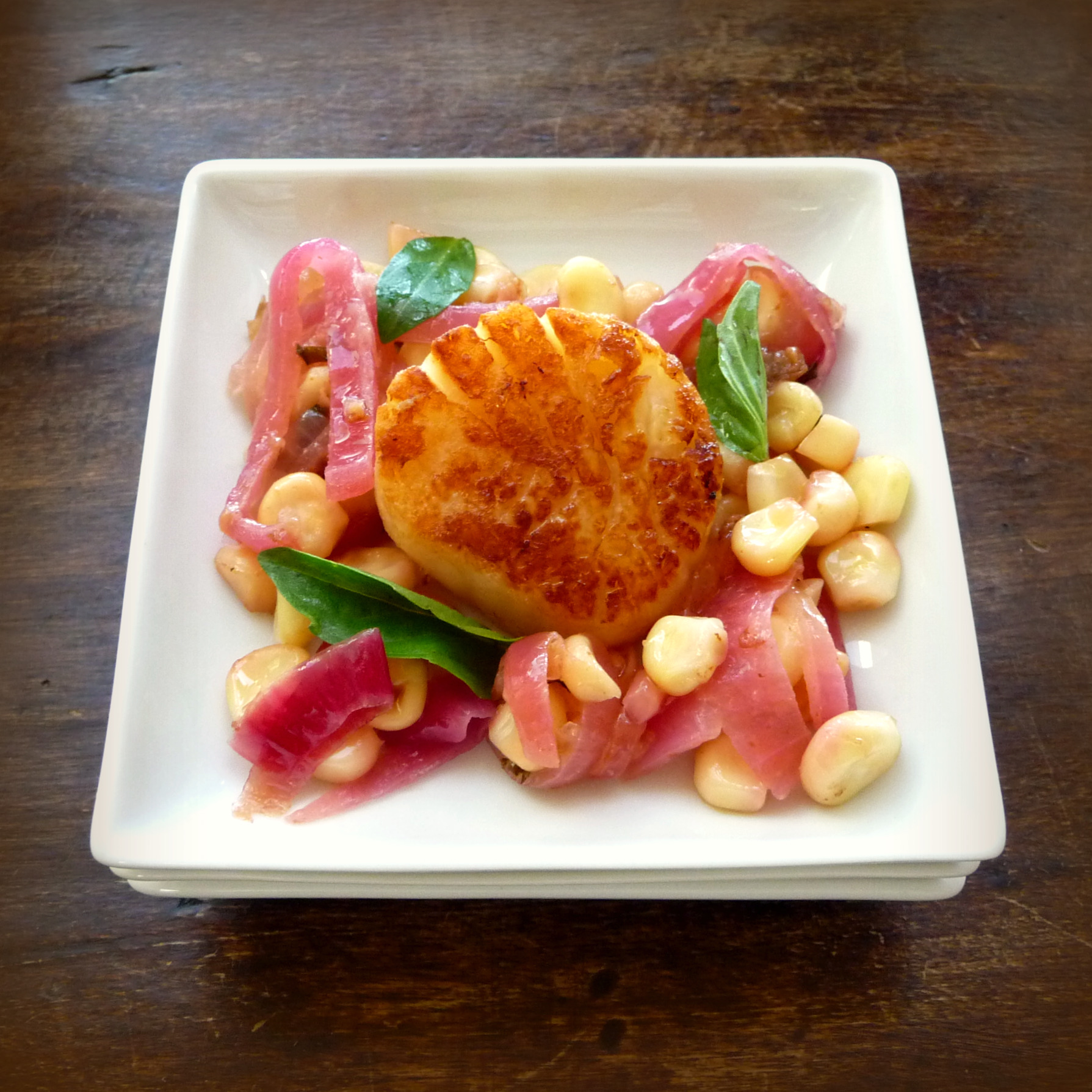 Sea Scallops with Corn, Thai Basil and Lime Appetizer