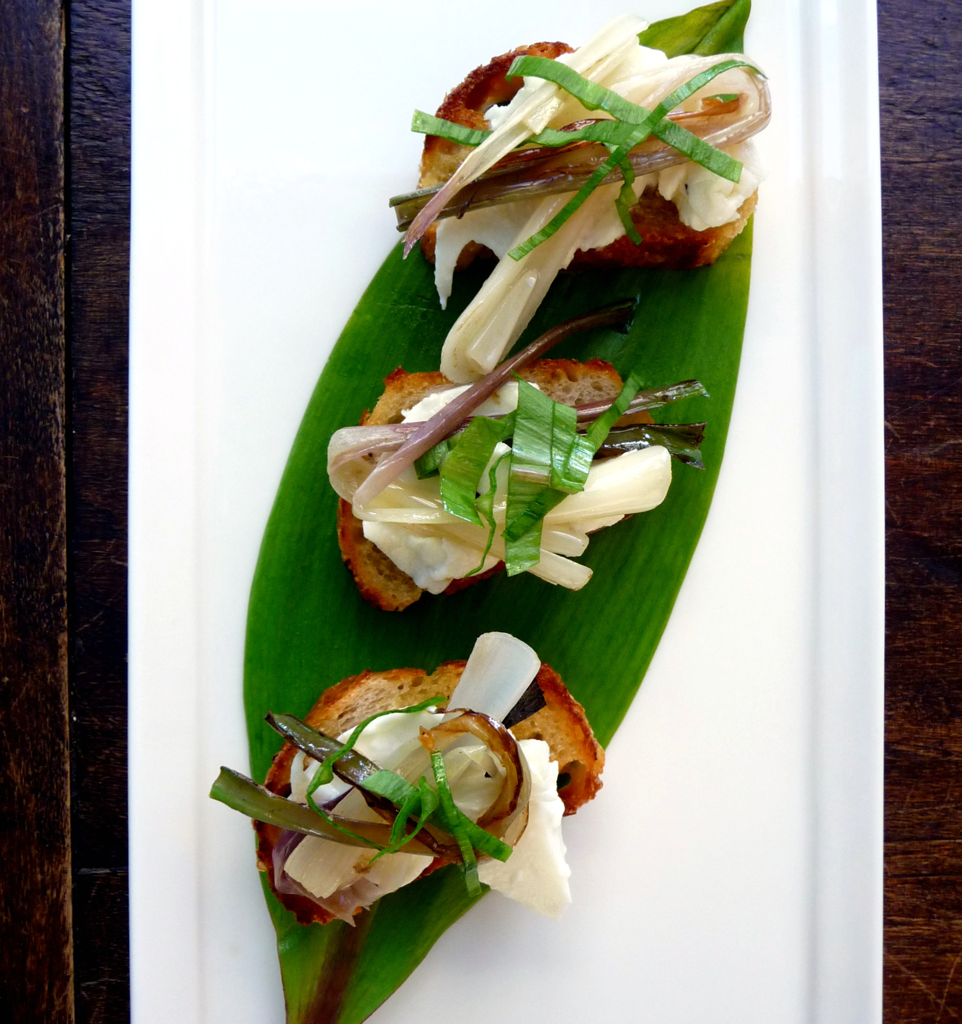 Crostini with Sautéed Ramps