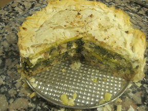 Swiss Chard, Goat Cheese and Winter Squash Phyllo Torte