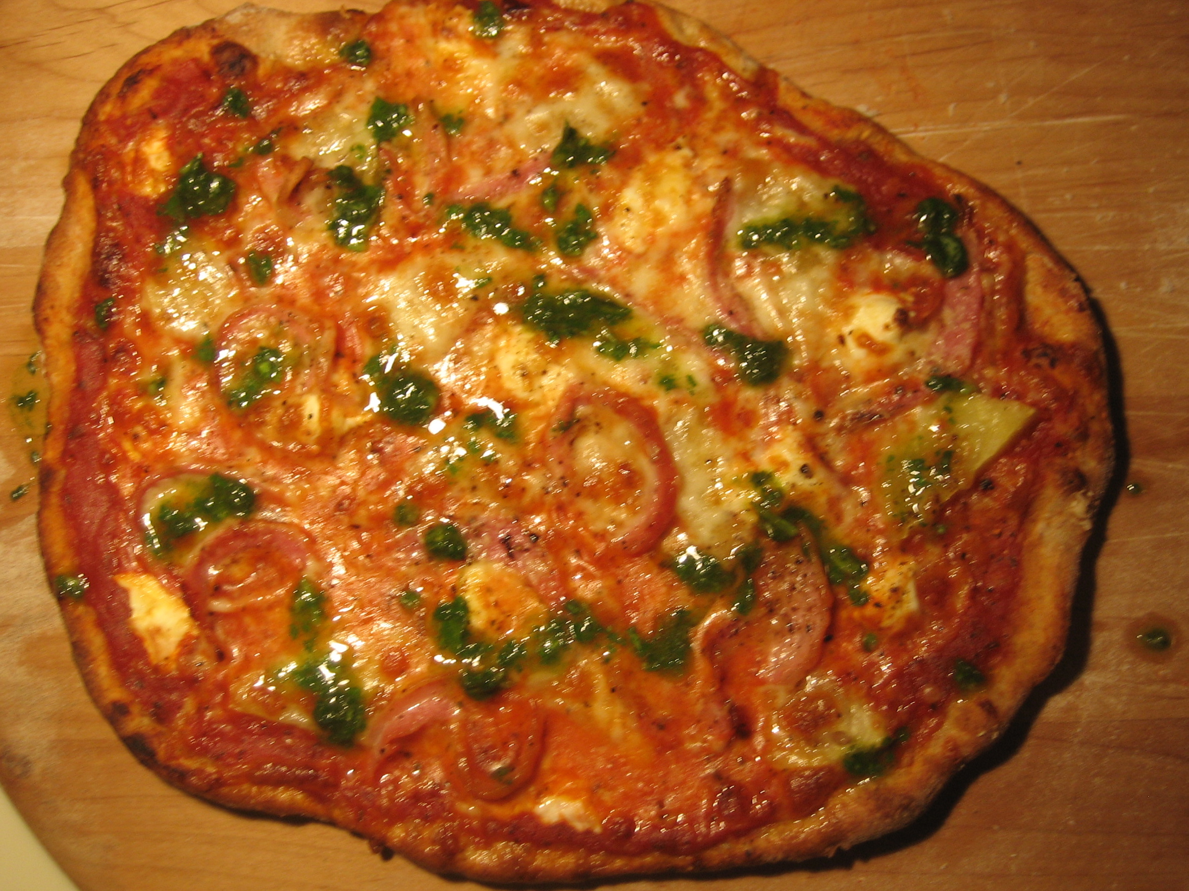Basil Pineapple Pancetta Pie