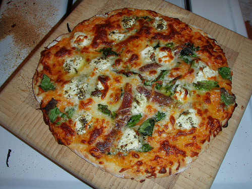 Pizza with butternut squash sauce