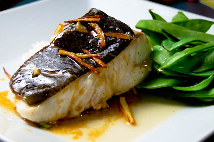 Steamed Halibut with Fried Ginger