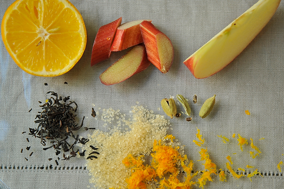 Rhubarb with Earl Grey Tea, Cardamom, and Orange Zest