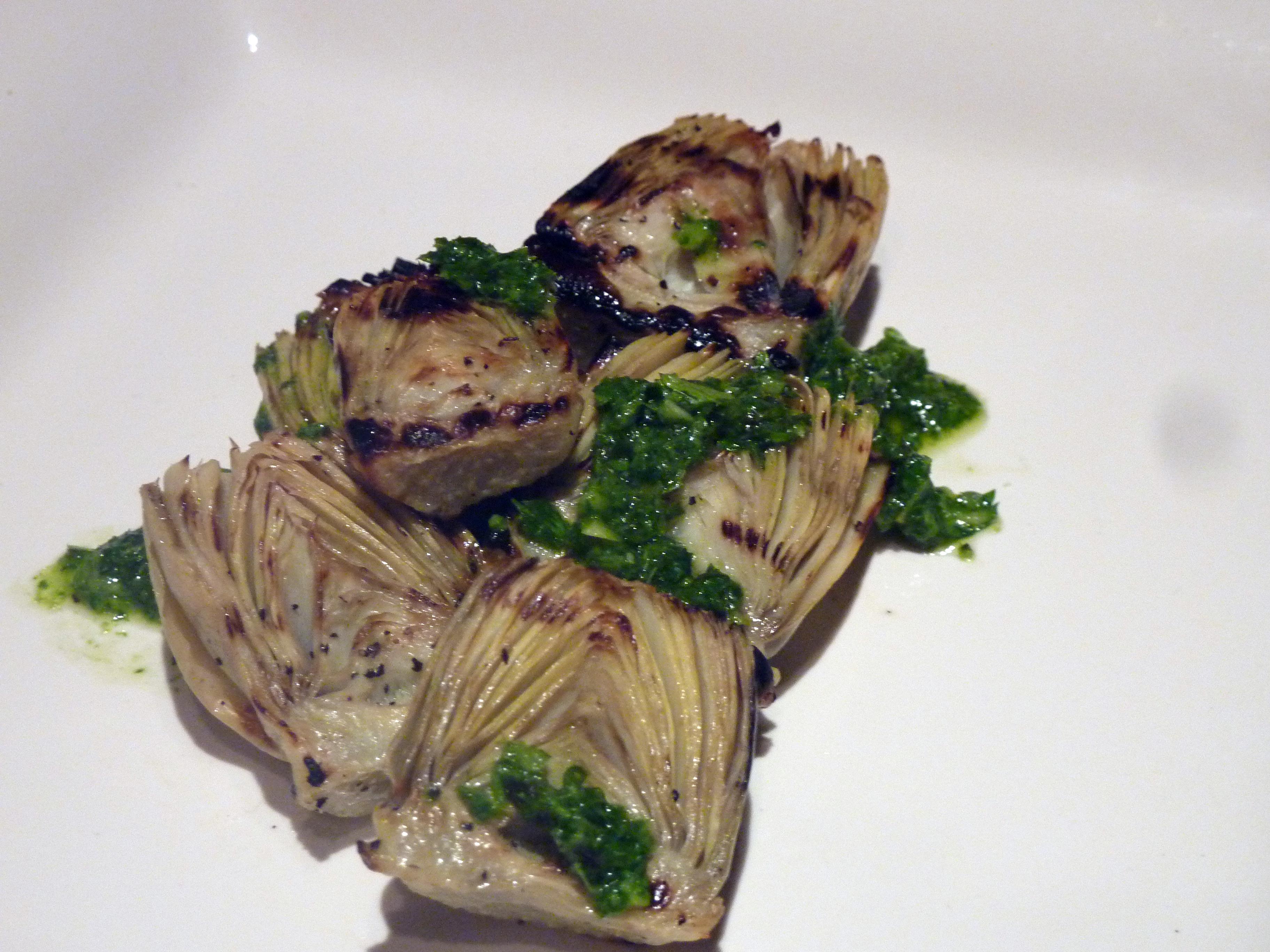 Grilled Baby Artichokes with Mint Chimichurri