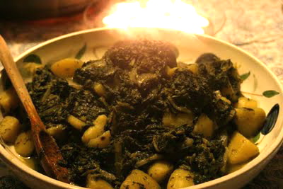 Indian-Style Fragrant Buttered Greens with Potatoes