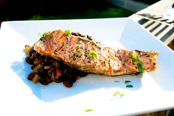 Grilled Salmon w/ Black Beans
