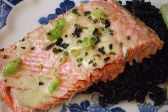 Salmon with Wasabi-Creme Fraiche