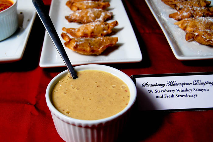 Strawberry Mascarpone Dumplings with Strawberry Whiskey Sabayon