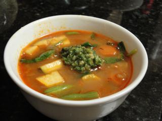 Harvest Minestrone with Herb Lemon Pesto
