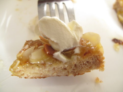 Bruléed (lemon curd) French toast with almonds