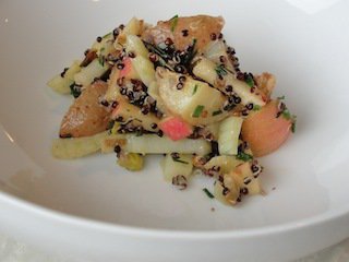 Hot Potato Salad (with chive, curry dressing)