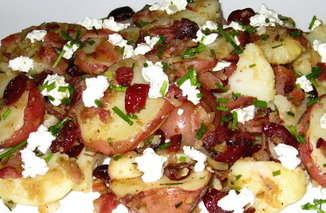 Country Style Potato Salad with Pancetta, Goat Cheese & Dried Cranberries