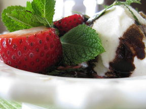 Strawberries and Ice Cream with Mint and Balsamic
