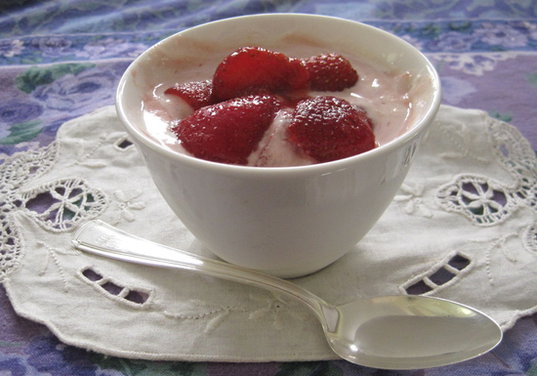 Fresh Strawberries in a Pink Cloud