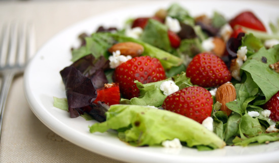 Strawberry, Almond and Goat Cheese Salad