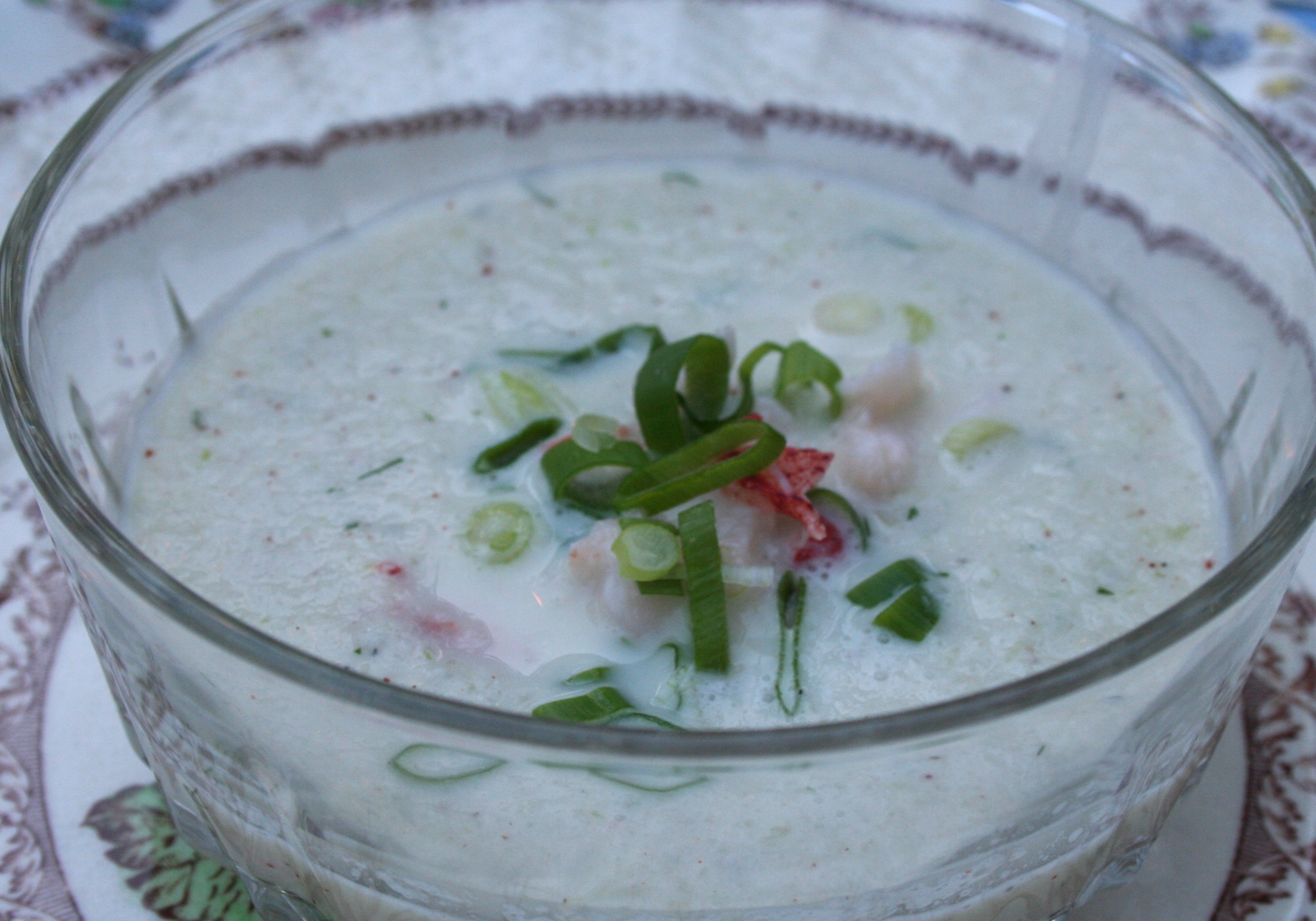 Cold Cucumber Soup with Lobster and Scallions