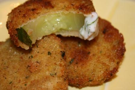 Cucumber Chips with Zippy Dill Dip
