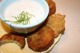 Cucumber Chips with Zippy Dill Dip